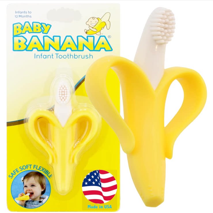 美国直邮Baby Banana婴儿香蕉牙刷幼儿出牙缓解按摩安全磨牙棒