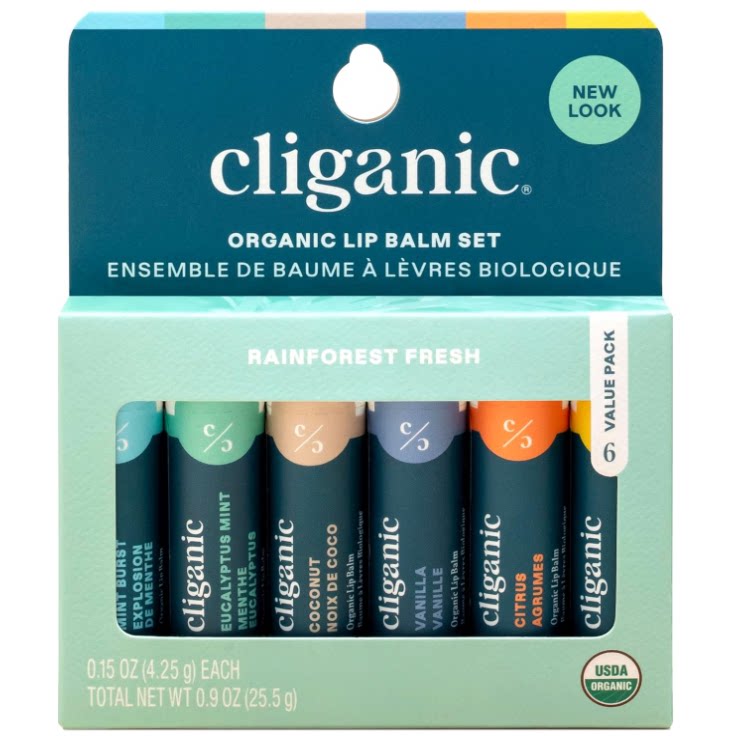 美国直邮Cliganic 有机润唇膏套装 天然保湿干裂干燥的嘴唇