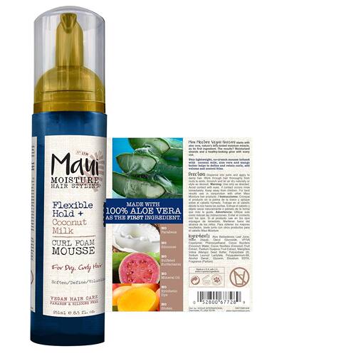 美国直邮Maui Moisture柔性保持椰奶泡沫慕斯卷发造型 无酒精硅胶