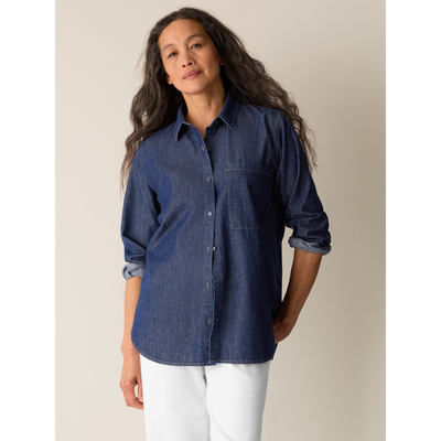 有机棉女士牛仔衬衣春夏新款长袖