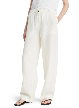 EF女士直筒裤100%汉麻大麻洗水梭织面料自然腰松紧带260克重磅