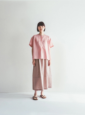 夏季纯汉麻女士短袖上衣半裙17支100%大麻吸湿透气清爽抗菌抑菌