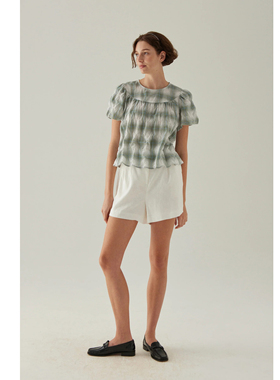 夏季女士纯汉麻短裤宽松阔腿高腰后松紧带带棉里布17支大麻透气