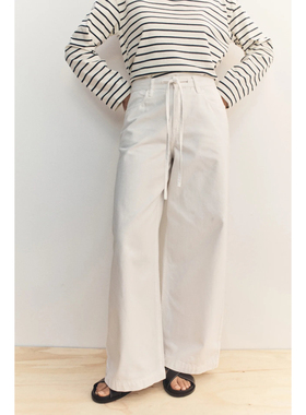 秋冬加厚女士阔直筒裤55%汉麻45%棉宽松吸湿透气抗菌抑菌斜纹