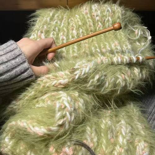 手工diy材料包温暖浮春绘手混线围巾编织diy手工棒针元宝送女友