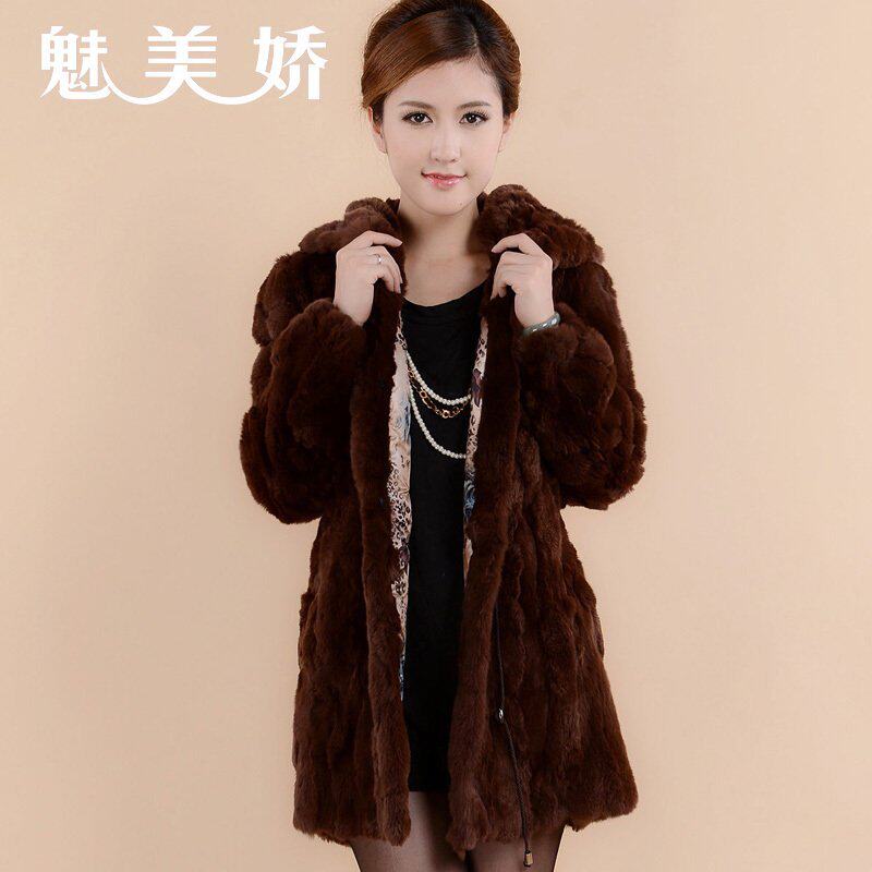 Rabbit fur coat grass Mid length version Rabbit's hair Rex Cashmere Hooded Rabbit's hair Long sleeve Cap Special clearancein the Women's clothing/Boutique , Fur  category - from Buy2taobao.com to provide professional Taobao agent buy service