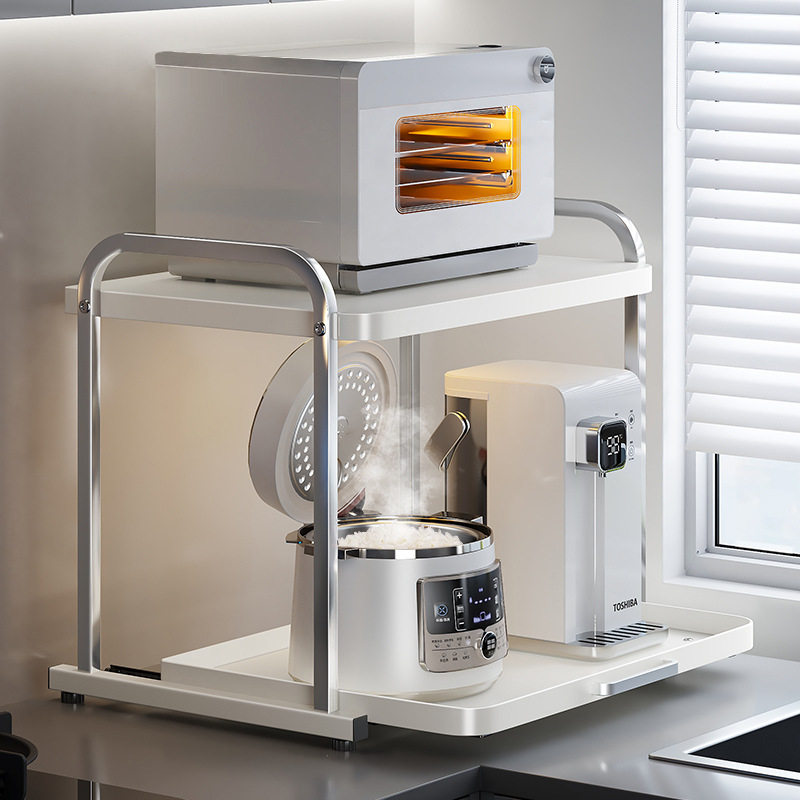 双层厨房微波炉置物架厨房台面多功能可抽拉式电饭煲烤箱收纳架子,厨房/烹饪用具,微波炉置物架,淘宝优惠券,粉丝福利购,淘宝优惠卷