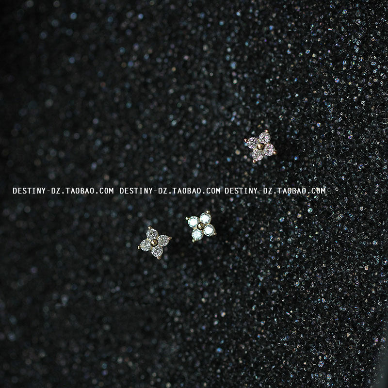 Destiny 超迷妳 純14K金黃金 agete風格四鑽小花 迷妳耳釘耳骨釘在類目 飾品/流行首飾/時尚飾品新, 耳飾, 耳釘中 - 來自Buy2taobao.com提供專業的淘寶代購服務