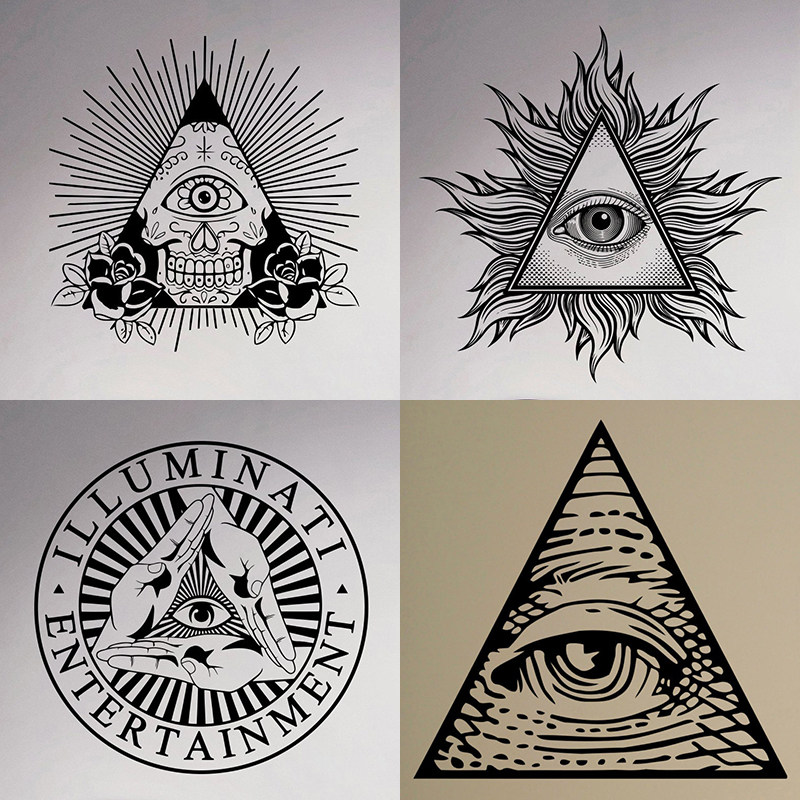 光明会标志贴画全视全知之眼贴纸Illuminati All Seeing Eye墙贴