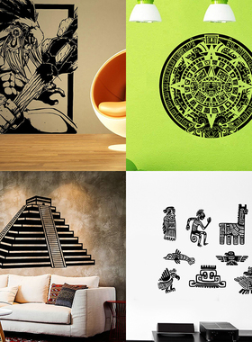 部落图腾贴画Maya玛雅Aztec阿兹特克人贴纸复古美洲土著墙贴自粘