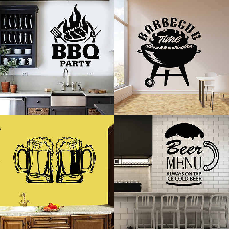 啤酒精釀生啤贴纸BBQ芭比Q烧烤店