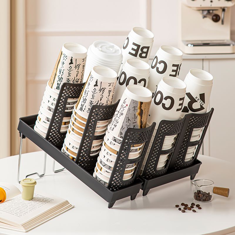 新款纸杯收纳架桌面塑料取杯器家用奶茶咖啡店一次性杯子置物架子