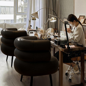 美甲店椅子顾客专用单人靠背沙发椅美甲师化妆椅卧室轻奢化妆台凳