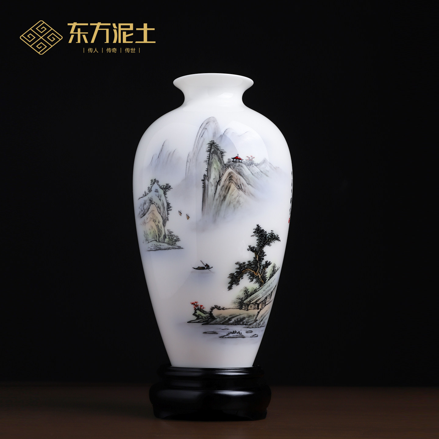 东方泥土陶瓷花瓶摆件手绘古典新中式家居客厅电视柜博古架装饰品,家居饰品,装饰摆件,淘宝优惠券,粉丝福利购,淘宝优惠卷