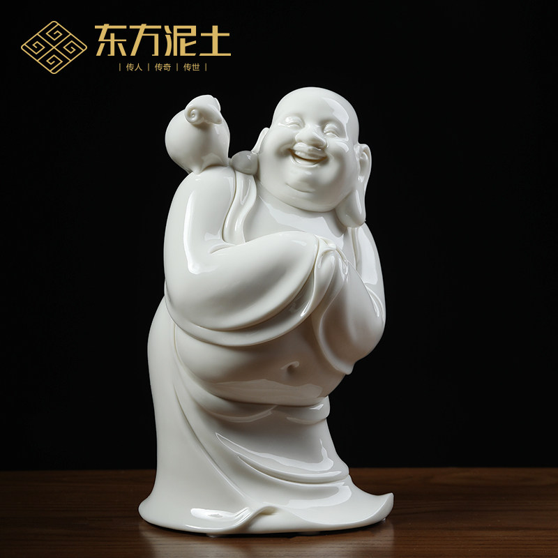 东方泥土《喜气洋洋》白瓷艺术陶瓷工艺礼品禅意装饰家居客厅摆件
