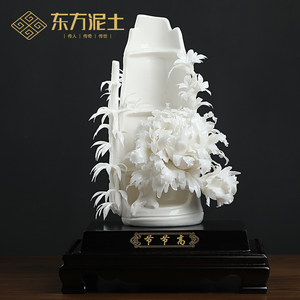 可定制德化白瓷非遗手工陶瓷节节高摆件乔迁送朋友高档礼物工艺品