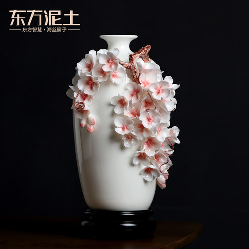 陶瓷花瓶摆件手工瓷花酒柜博古架