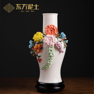 【停产优惠】新中式手工瓷花花瓶高档摆件客厅玄关酒柜插花装饰品