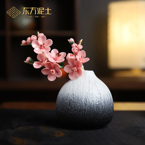东方泥土非遗手工陶瓷梅花花瓶