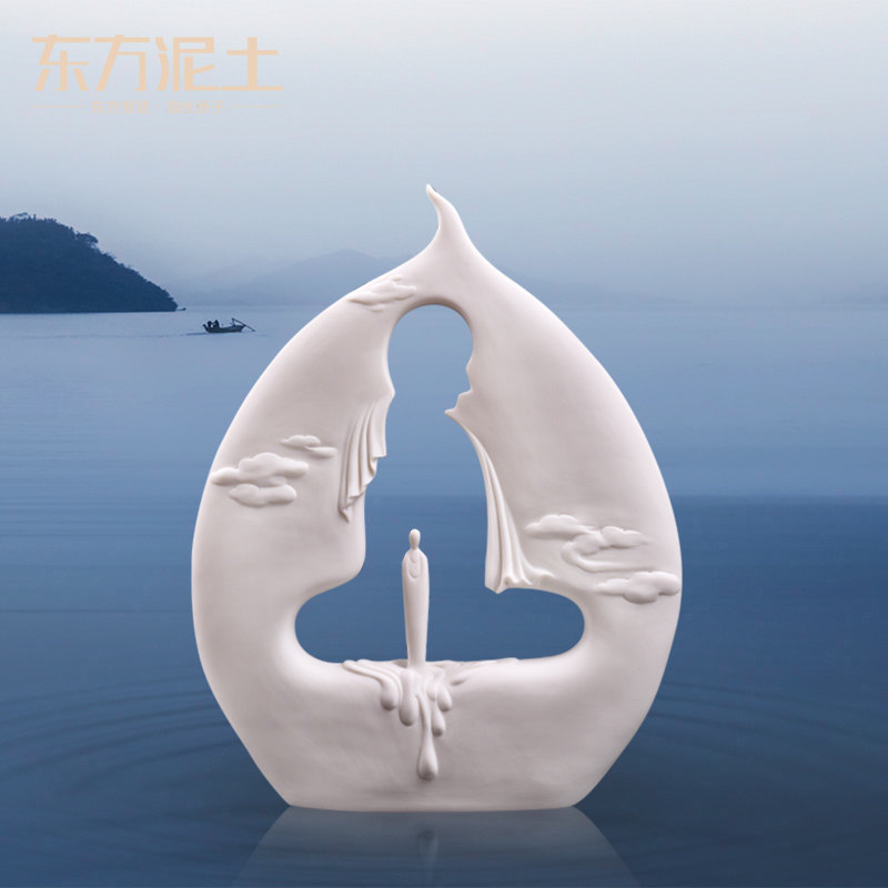 东方泥土中式摆件陶瓷禅意雕塑艺术品创意工艺品装饰品/云水禅心