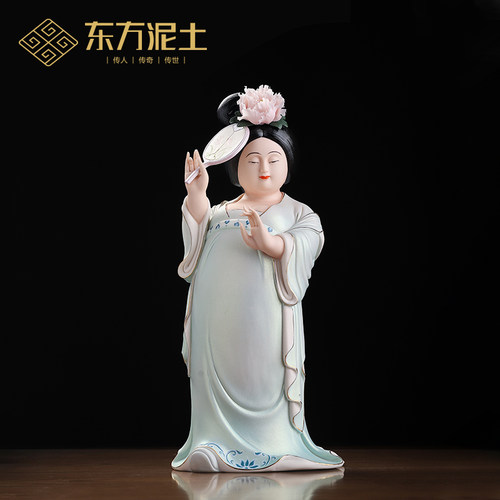 东方泥土陶瓷唐朝双骄仕女摆件