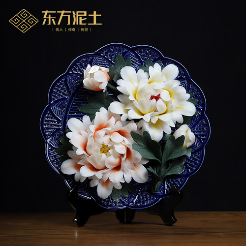 非遗传统手工瓷花挂盘摆件