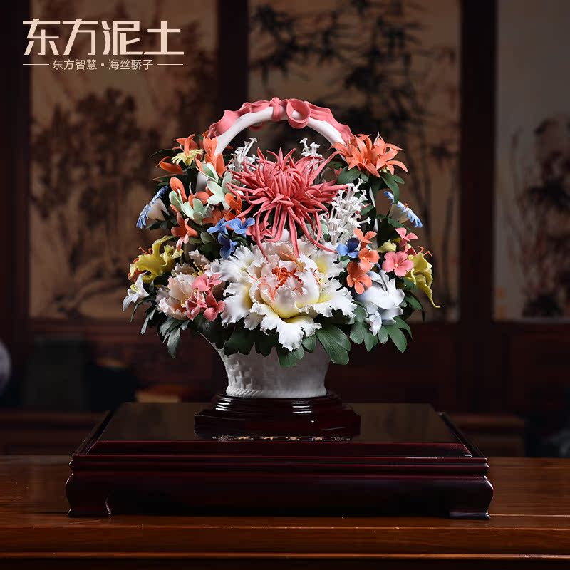东方泥土百花齐放陶瓷花篮搬新家