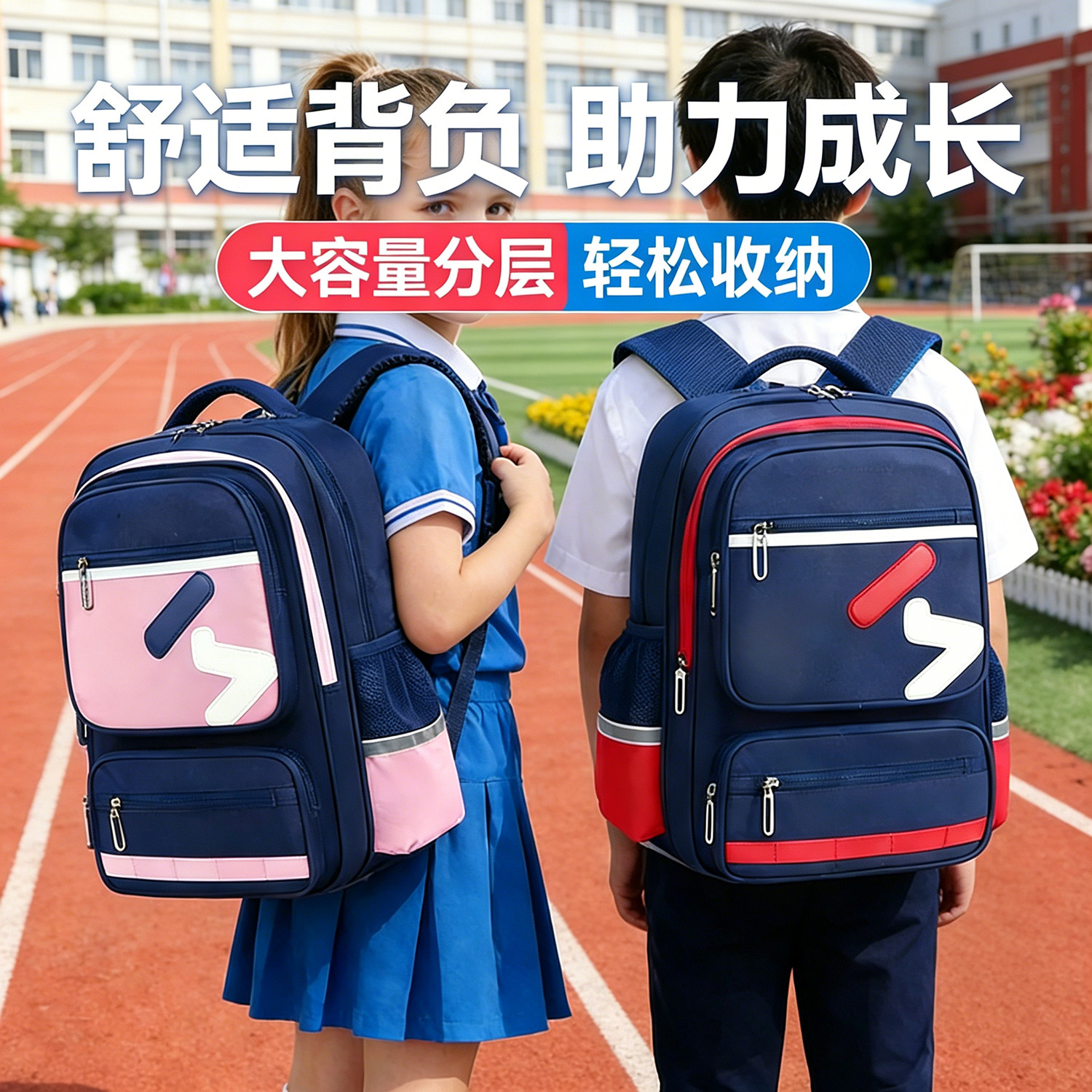 新款小学生书包男女1-3-6年级减负护脊双肩包儿童校园大容量背包