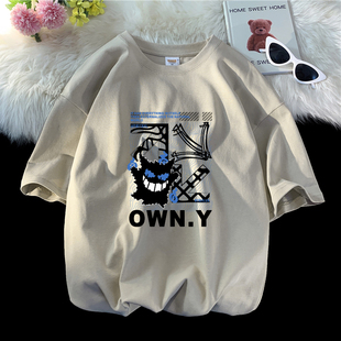 夏季青少年男生5分短袖t恤男潮牌潮流高中初中学生上衣服纯棉大码