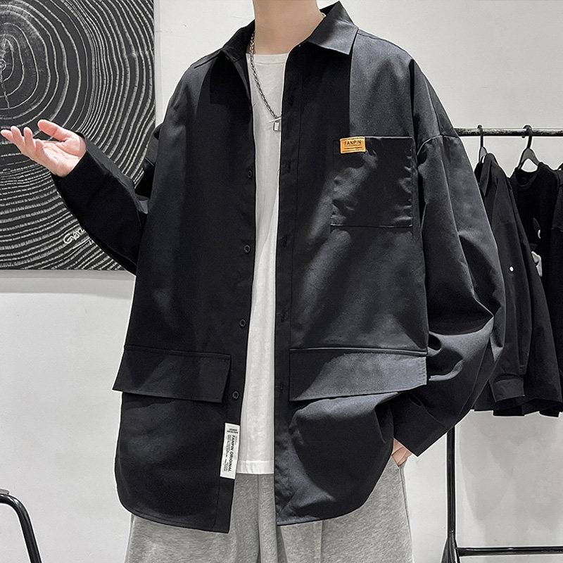 禁欲系男装工装衬衫男ins痞帅潮牌外套设计感高级上衣春秋款外穿