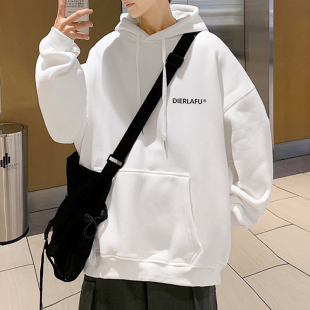 春秋季带帽卫衣外套宽松百搭男青少年中学生潮流韩版连帽衫上衣服