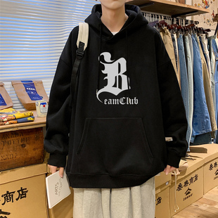 冬季青少年男生戴帽子卫衣男加绒加厚外套初中高中学生保暖秋冬款