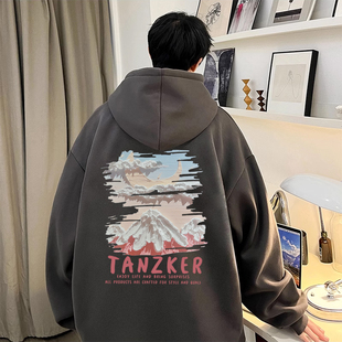 秋天男式青少年连帽卫衣外套男款潮流带帽衫初中学生套头衫春秋款