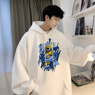 春秋季男初中生连帽卫衣带帽衫青少年秋装外套上衣服宽松潮牌薄款