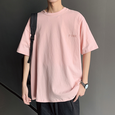 夏季男生短袖t恤纯色大码