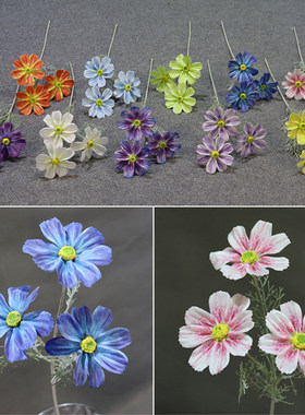 仿真3D植绒格桑花婚庆装饰绢花清新田园风家居插花摆件软装花材