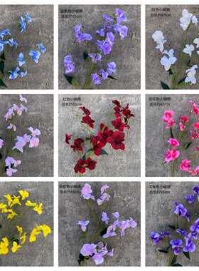 婚庆蝴蝶花假花风铃花欧式居家装饰文心兰跨境花束5叉仿真跳舞兰