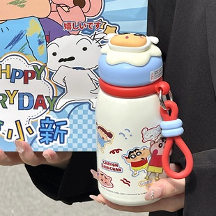 蜡笔小新保温杯男女生新款高颜值可爱学生上学专用饮水杯生日礼物