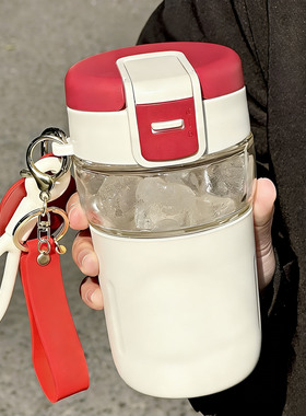 hellokitty双饮玻璃水杯女2025新款可爱便携外带咖啡随行杯子学生