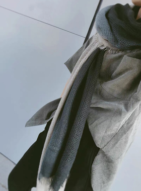 定制版灰色渐变日单围巾冬季新款高级感围脖披肩两用保暖围巾男女