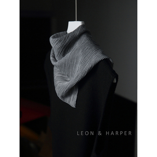 法式浪漫私家小众高品质纯棉黑白格子暗纹波点小方巾丝巾领巾头巾