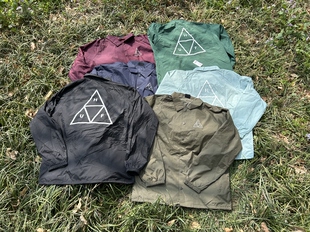 原D新款 街头复古滑板潮牌HF防风防水宽松休闲教练夹克有内衬 美式