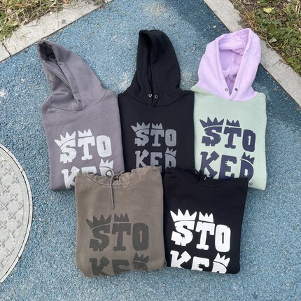 原D新款美式街头潮牌STKD棉涤水洗加绒厚实复古宽松滑板冲浪帽衫