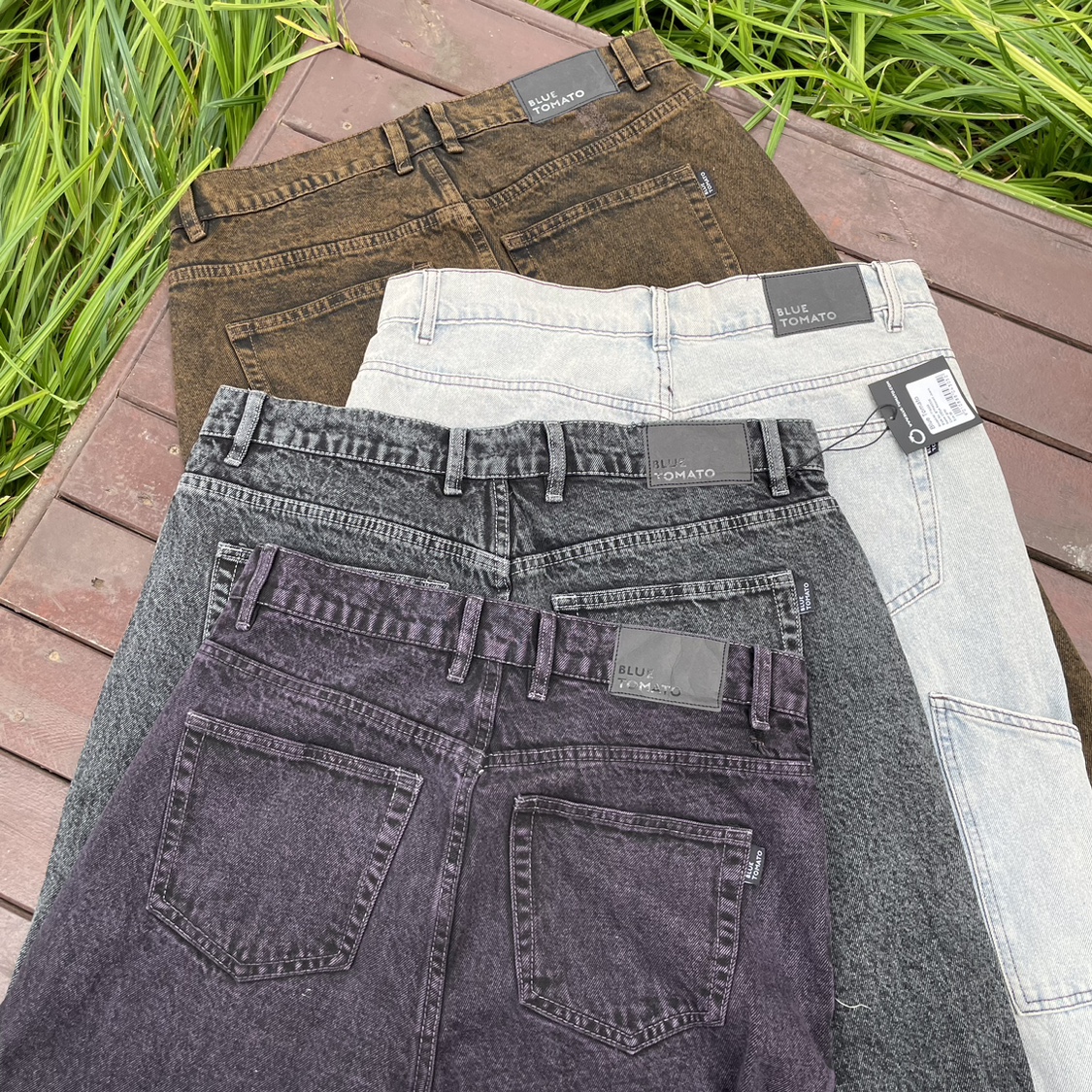 原中性新款澳洲街头潮牌蓝豆水洗厚实硬挺复古做旧直筒宽松牛仔裤