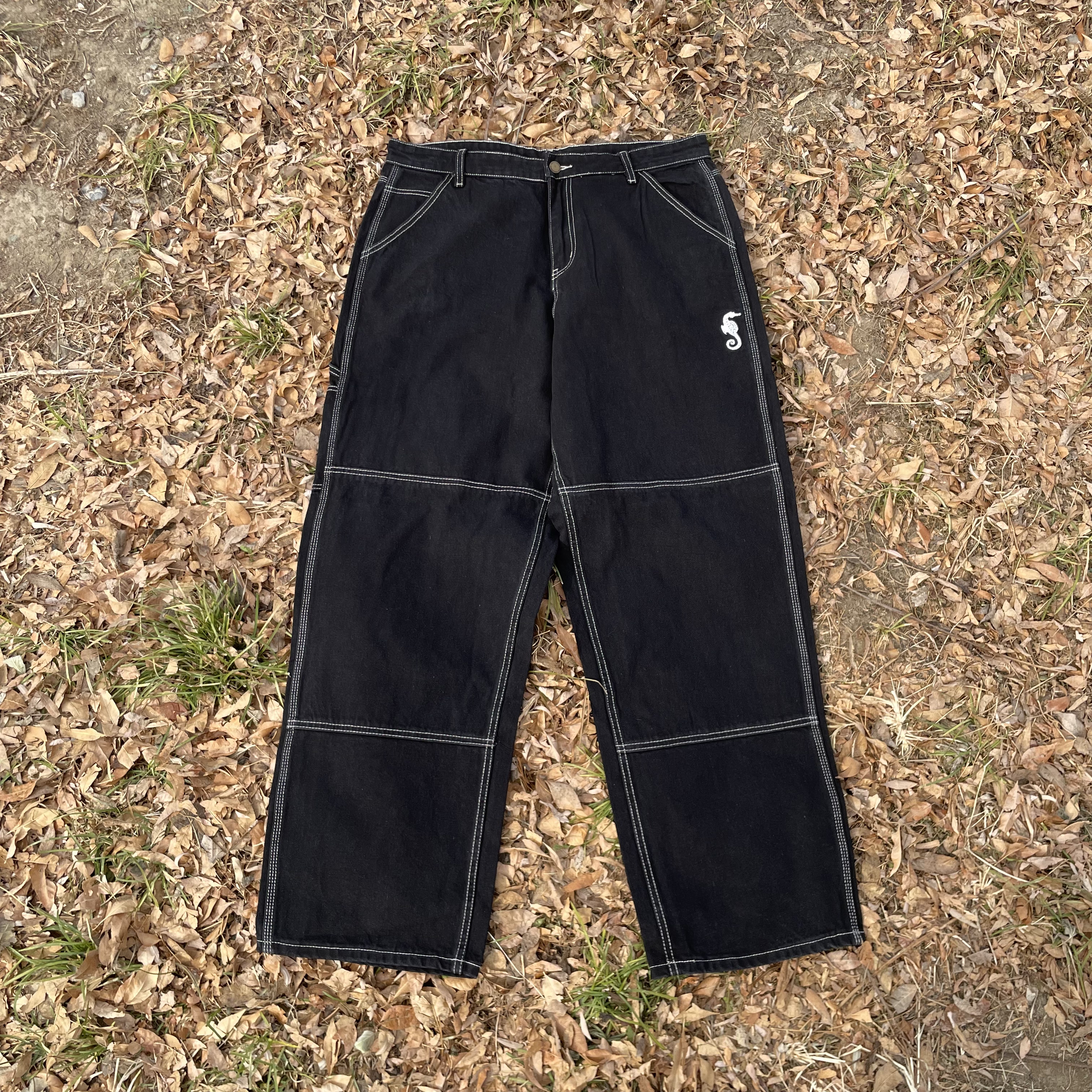 原D新款美式滑板小众街头潮牌CSD纯棉水洗复古宽松滑板双膝牛仔裤