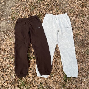 刺绣 街头潮牌MOPQ加绒印花休闲复古宽松滑板束脚卫裤 原D新款 美式