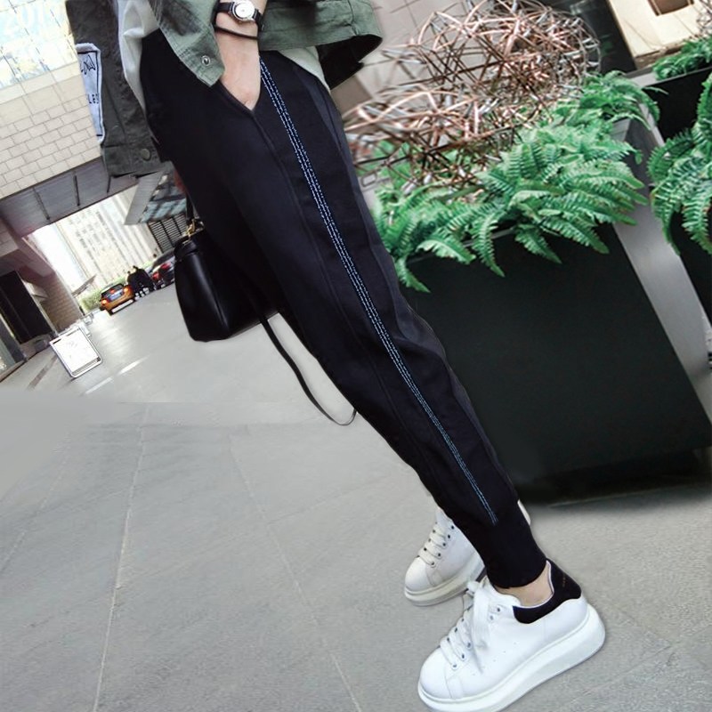 秋冬运动裤女宽松束脚黑色裤子高腰显瘦加绒休闲哈伦长裤萝卜卫裤