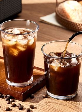 透明玻璃杯高颜值美式手冲咖啡杯子冷饮果汁杯加厚敞口饮品杯家用