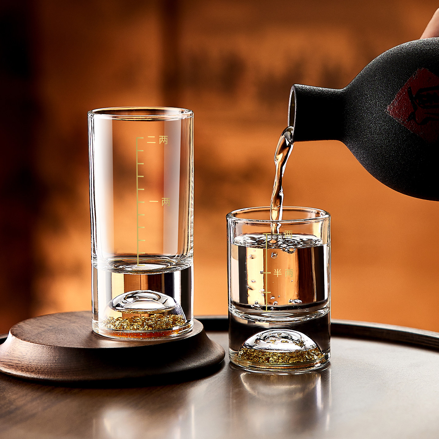 二两白酒杯轻奢高档金箔烈酒杯创意水晶酒具套装中式2两品酒杯子,餐饮具,白酒杯,淘宝优惠券,粉丝福利购,淘宝优惠卷