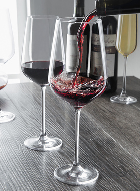 欧式水晶红酒杯套装6只家用大号酒杯2个创意葡萄醒酒器玻璃高脚杯